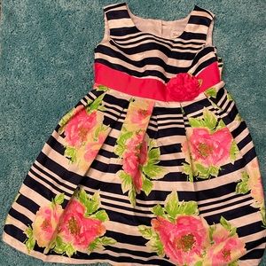 2T girls floral puffy  dress pink blue and white